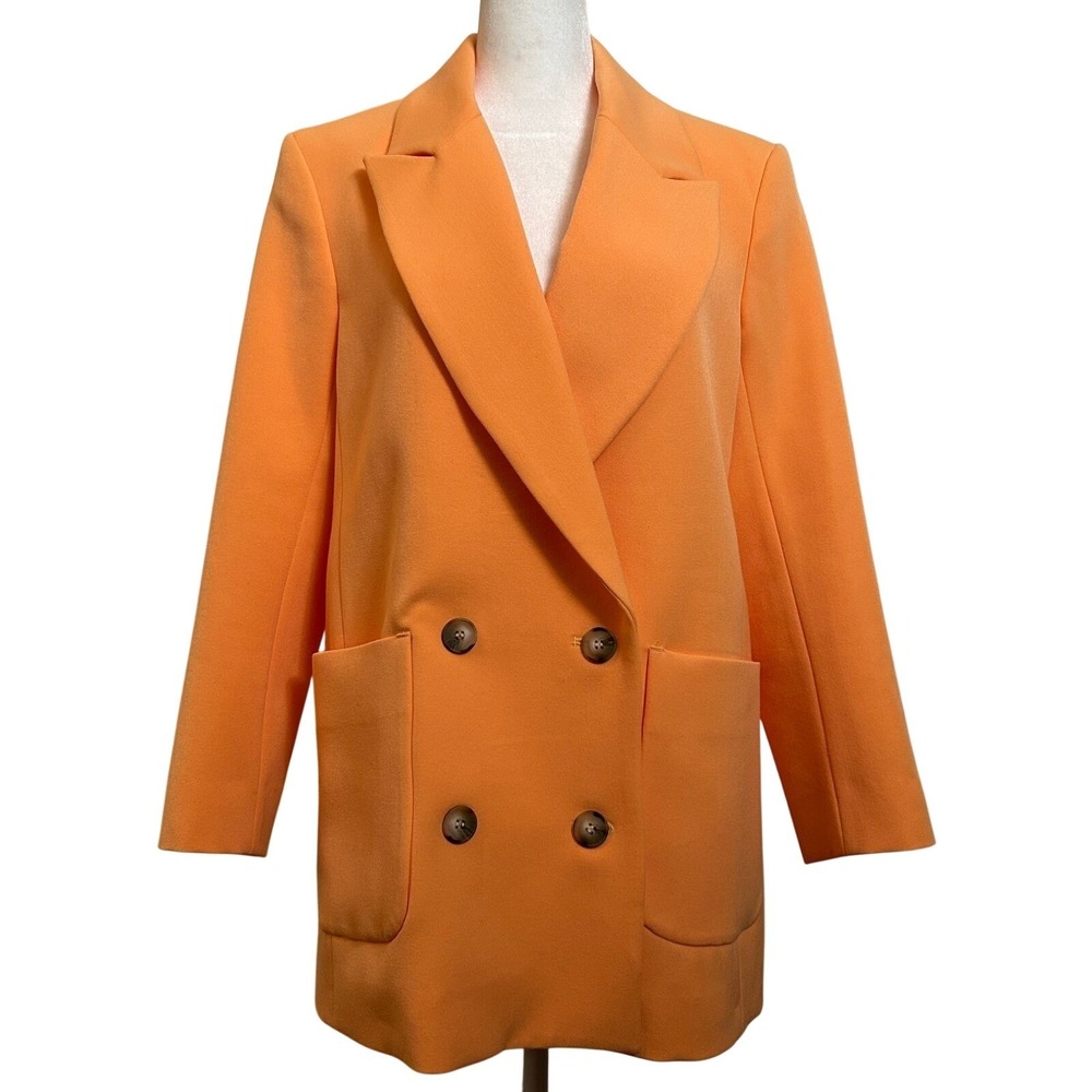 Ted Baker Kentt Double Breasted‎ Oversized Blazer Orange Size 2 Excellent